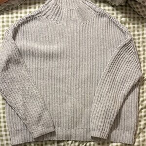Cozy GAP 100% Cotton Gray Ribbed Women's MockNeck Sweater